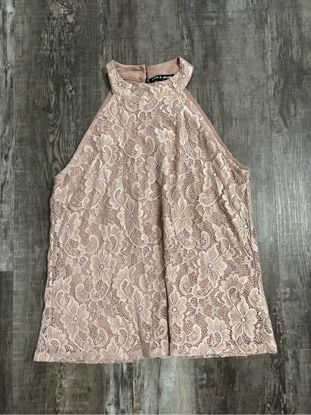 Cable & Gauge Blush Floral Lace High-Neck Camisole